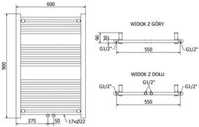 Mexen Mars, elektrické vykurovacie teleso 900x600 mm, 400 W, čierna, W110-0900-600-6400-70