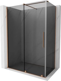 Mexen Velar, sprchový kút s posuvnými dverami 130 x 75 cm, 8mm šedé sklo, medená matná, 871-130-075-41-65