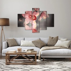 Obraz - Kvety a motýľ (150x105 cm)