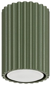 Stropné svietidlo Karbon, 1x olivovo zelené kovové tienidlo, (10 cm)
