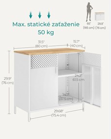 Kovová úložná skrinka BRIX, 76x80x40cm, biela/hnedá SongmicsHome