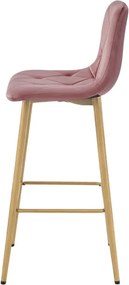 Barová stolička NADO zamatová, tmavoružová / hnedá