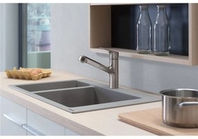 HANSGROHE S510-F635 SilicaTec granitový dvojdrez, montáž na pracovnú dosku, 770 x 510 mm, betónová šedá, 43315380