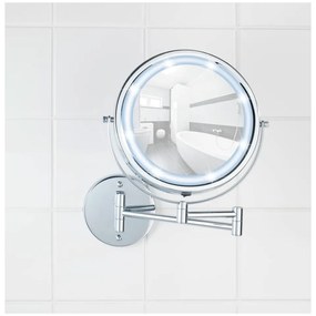 Kozmetické zrkadlo s osvetlením/zväčšovacie (5x) ø 17,5 cm Power-Loc Lumi – Wenko