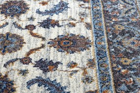 Koberec SOFT 6019 Kvetiny vzor rámu béžová / modrá /  červená