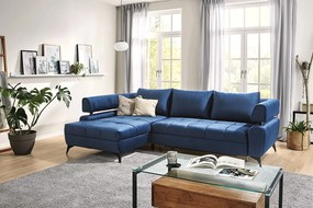 Rohová sedacia súprava Paris, modrá látka, ľavý roh