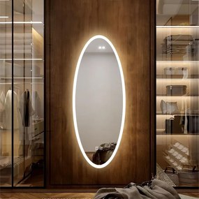 Nástěnné oválné zrcadlo s LED osvětlením DROP 50x120 cm