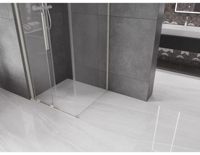 Mexen Velar, sprchový kút s posuvnými dverami 90 x 90 cm, 8mm číre sklo, brúsená oceľ, 871-090-090-01-97