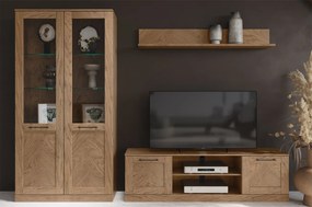 Vitrína Cozy 10 z masivu s LED osvětlením 65 cm dub Rustikal