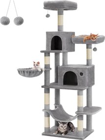 Mačací strom, úzka veža pre mačky, výška 199 cm, sivá farba