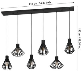 Eglo 390126 - Luster na lanku BASIDANO 6xE27/40W/230V čierna