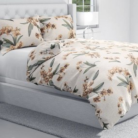 Biante Bavlnené posteľné obliečky Sandra SA-624 Hnedé orchidey na bielom Predĺžené 140x220 a 70x90 cm