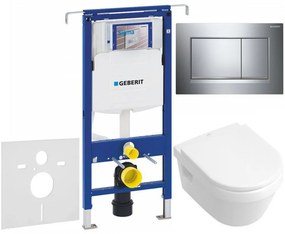 GEBERIT Duofix Special súprava 5v1 - inštalačný modul, závesné WC DirectFlush a Softclose sedátko VILLEROY &amp; BOCH Architectura, tlačítko Sigma30, 115.883.KH.1 - lesklý/matný/lesklý chróm, 111.355.00.5 NB6