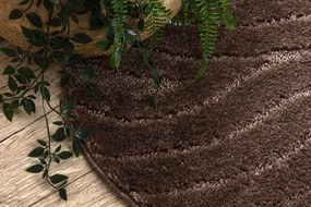 Kúpeľňový koberček SUPREME WAVES vlny, hnedý kruh
