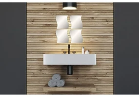 TENDANCE Zrkadlo Levi Waves, strieborné, sada 4ks