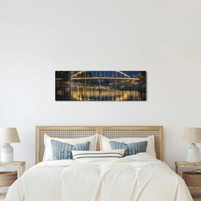 Obraz mosta s fontánou (s hodinami) (90x30 cm)