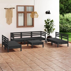 8-dielna záhradná sedacia súprava čierna masívna borovica 3082571