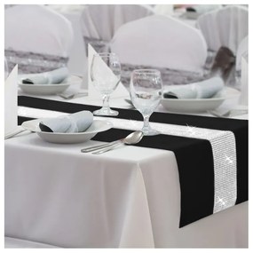 Behúň na stôl Glamour so zirkónmi čierny