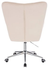 LuxuryForm DESIGN Kreslo AURORA VELUR na striebornej podstave s kolieskami - krémové