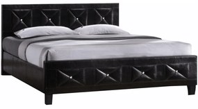 Kondela Manželská posteľ s roštom, ekokoža čierna, 180x200, CARISA