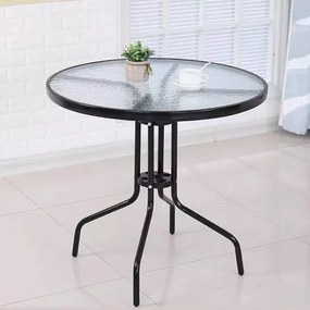 Okrúhly záhradný stôl 80 cm sklenený