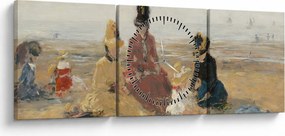 Obraz - Eugène Boudin, On the Beach, Trouville, reprodukcia (s hodinami) (90x30 cm)
