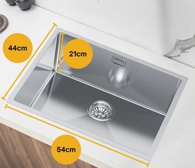 Erga HD, 1-komorový oceľový drez 540x440x210 mm, oceľová, ERG-MLS-HD5444