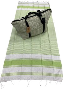 Štýlový set plážovej tašky + osušky HAMAM 75x150 cm, zelený