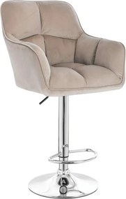 LuxuryForm DESIGN Barová stolička AMALFI VELUR na striebornom tanieri - latte