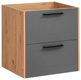 Závěsná skříňka Madera se zápustným umyvadlem 60 cm grafitová/dub artisan