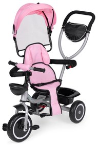 ECOTOYS Trojkolka 2v1 s otočným sedadlom + sklopná strieška - ružová