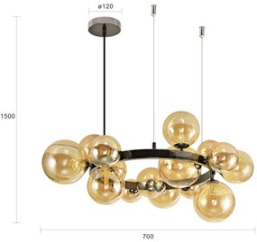 Brilagi - LED závesný luster na lane MILLA 15xG9/3W/230V čierny chróm/zlatá