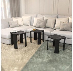 Set 3 konferenčných stolíkov Lorizolla (mramor čierny + čierna). Vlastná spoľahlivá doprava až k Vám domov. 1106452