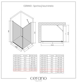 CERANO - Sprchovací kút Antelo L/P - chróm, transparentné sklo - 120x90 cm - krídlový, CER-CER-8050BD140