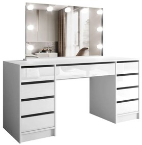 TOALETNÝ STOLÍK JULIETTA BIELÝ LESK + ZRKADLO + LED