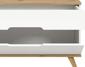 Televizna skrinka Scandi, biela/dub nox