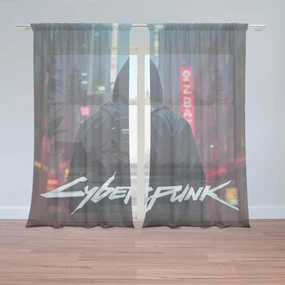 Sablio Záclony Cyberpunk 2077 Výhľad na mesto: 2ks 150x250cm