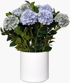 Umelá hortenzia HYDRANGEA v bielom kvetináči, výška 90 cm, modrá