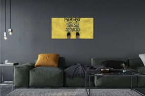 Obraz canvas Nohy žltom pozadí nápis 125x50 cm