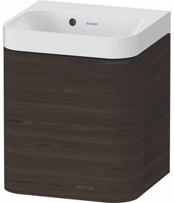 DURAVIT Happy D.2 Plus c-shaped závesná skrinka s nábytkovým umývadielkom bez otvoru, 1 dvierka, pánty vľavo, 400 x 360 x 480 mm, orech kartáčovaný, HP4340N69690000