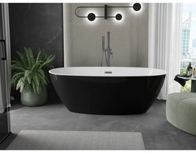 Mexen Eris, voľne stojaca vaňa 180 x 95 cm, biela-čierna, brúsený grafit, 53441809575-95