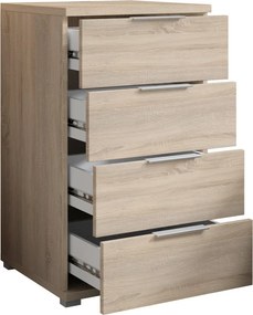 Nočný stolík/skrinka so 4 zásuvkami Smilla, výška 79 cm, dub sonoma