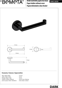 Bemeta Design DARK: Držiak toaletného papiera - 104212030