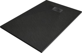 Mexen Hugo, obdĺžniková sprchová vanička SMC 100 x 90 cm, čierna, čierna krytka, 42709010-B