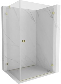 Mexen Lunar-B, pravostranný výklopný sprchový kút 95 x 90 cm, 8mm číre sklo, zlatý profil, 832-095-090-50-00-P