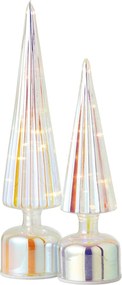 Veľký rebrovaný sklenený strom s LED svetlom L – 9*9*39,6 cm