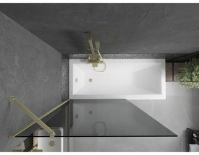 Mexen Next, vaňová zástena 1-krídlová 100 x 150 cm, fixné krídlo, 6 mm šedé sklo, zlatý profil, 895-100-000-00-40-50