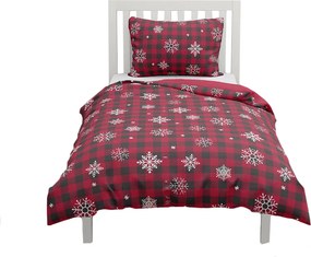 HOME ELEMENTS Mikroflanelové obliečky na jednolôžko, Káro s vločkami