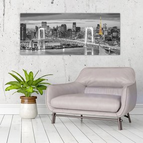Obraz - Veľkomesto so žltou vežou (120x50 cm)