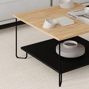 Konferenčný stolík s doskou v dubovom dekore v čierno-prírodnej farbe 80x80 cm Tonka – Marckeric